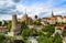 Cityscape of Bautzen with old water art and Michaelis church