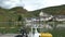 Cityscape of Beilstein village at Moselle river Germany. surrounded by vineyards and forest. driving with a ferry boat over the