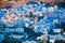 Cityscape of blue city Chefchaouen in Rif mountains, Morocco, No