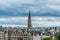 Cityscape of brussels with the landmark of tower against cloudy sky from the Monts des arts, brussels, Belgium