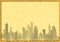 Cityscape of building and skyscraper in paper style on yellow billboard with copy space for image or text