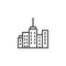 Cityscape buildings line icon