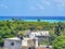 Cityscape caribbean ocean and beach panorama view Playa del Carmen