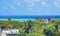 Cityscape caribbean ocean and beach panorama view Playa del Carmen