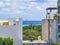 Cityscape caribbean ocean and beach panorama view Playa del Carmen