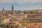 Cityscape with the cathedral and bullring of Tarazona