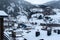 Cityscape in the city of Canillo in Andorra, it dawns with a great snowfall.