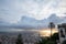 Cityscape of the city of Napoli in the morning with Vesuvius in the background