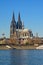 Cityscape of Cologne with cathedral, view from across the rhine