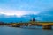 Cityscape of Cologne with the Deutz Bridge across Rhine River and Kolner Dom