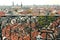 Cityscape of Copenhagen with churches and historical building, Denmark. Top view on danish capital