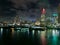 Cityscape of downtown vancouver showcasing Christmas colours at nighttime