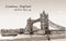 Cityscape drawing sketch Tower Bridge, London, England in Sepia