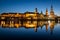 The cityscape of Dresden during twilight. Dresden, Germany, Europe