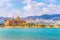 Cityscape of Eilat viewed behind the peace lagoon, Israel