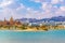 Cityscape of Eilat viewed behind the peace lagoon, Israel