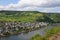 Cityscape of Ellenz-Poltersdorf at Moselle river Germany