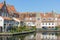 Cityscape Enkhuizen, Dutch historic city at lake IJsselmeer