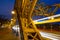 Cityscape - evening view on bridge with lights moving vehicles, the Zwierzyniecki Bridge eastern part of Wroclaw