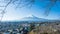 Cityscape from expressway and small town with fuji mountain beau