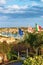 Cityscape with flags Luxury yachts at marina in Porto Cervo