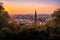 Cityscape of Freiburg im Breisgau during the sunset in Germany