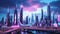 Cityscape of futuristic megalopolis. Advance civilization concept. Creative background.