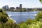 Cityscape of Gatineau with Ottawa river, Quebec in spring. Canadian Museum of History