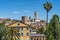 Cityscape of Grass city with famous Fragonard perfume factory at foreground and the cathedral Notre Dame de Puy De Grasse at