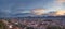 Cityscape of Graz with Mariahilfer church and historic and modern buildings of Graz, Styria region, Austria, at sunset. Dramatic