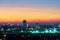 Cityscape of Hanoi skyline at Vinh Tuy bridge over Red river during sunset time