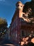 Cityscape of the historic center of Monaco (Monaco-Ville) with street Rue des Remparts, historic buildings and trees.