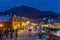 Cityscape of the historic red brick warehouses  at twilight in Hakodate Hokkaido Japan in winter