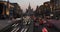 Cityscape of historical part of Moscow with evening lights and road traffic