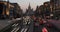 Cityscape of historical part of Moscow with evening lights and road traffic. Blue hour tim