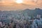 Cityscape of Hong Kong, near the iconic Lion Rock Mountain