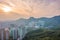 Cityscape of Hong Kong, near the iconic Lion Rock Mountain