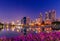 Cityscape image of Benchakitti Park at twilight time