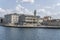 cityscape with industrial buildings at Teresiano pier, Trieste, Friuli, Italy