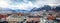 The cityscape of Innsbruck, Austria with the snow covered Alps in the background