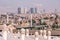 Cityscape of Istanbul at Golden Horn. Panorama of the old town with Galata tower in Karakoy District, Turkey. Touristic Destinatio
