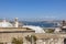 Cityscape and istanbul view from suleymaniye mosque`s garden in istanbul with historical and modern