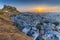 Cityscape of Jodhpur at sunrise in Rajasthan, India.