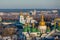 Cityscape in Kiev. View of St. Sophia Cathedral , in the background Mikhailovsky Golden-domed Cathedral