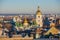 Cityscape in Kiev. View of St. Sophia Cathedral and bell tower,