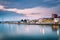 Cityscape of Koper town in Slovenia after sunset at dusk