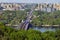 Cityscape landscape. The capital of Ukraine Kiev. New bridge across the Dnieper