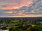 Cityscape of the London Harrow with mesmerizing cloud, United Kingdom, aerial