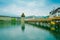 Cityscape of Lucerne with famous Chapel Bridge and lake Lucerne in Switzerland