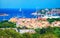 Cityscape with Luxury yachts at marina in Porto Cervo Sardina